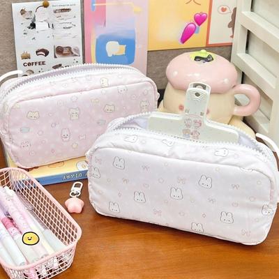 Trousse à crayons Lapin Mignon avec Nœud Grande Capacité Style Ins Organisateur de Papeterie pour l'École Sac à Crayons Kawaii pour Filles Fournitures Étudiant