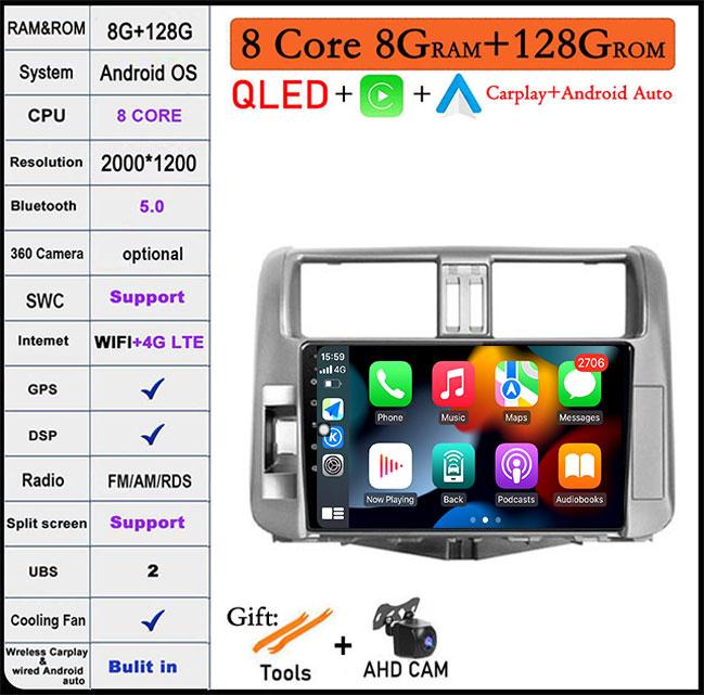 Android 14 DSP For Toyota Land Cruiser Prado 150 2009-2013 Car Radio Auto Multimedia Video Player GPS Navigation Carplay BT