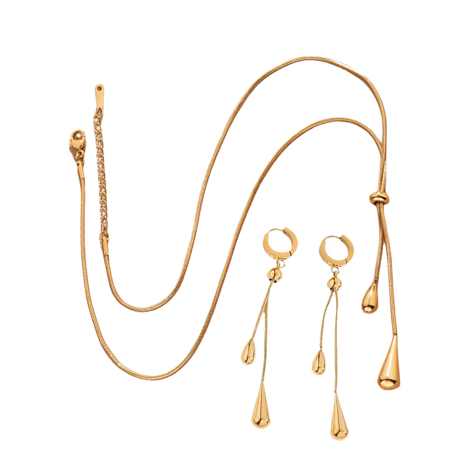 

3 Pieces Tassels Necklace and Earrings Jewelry Set Elegant Designs for Women With Sturdy Steel Materials Daily Use