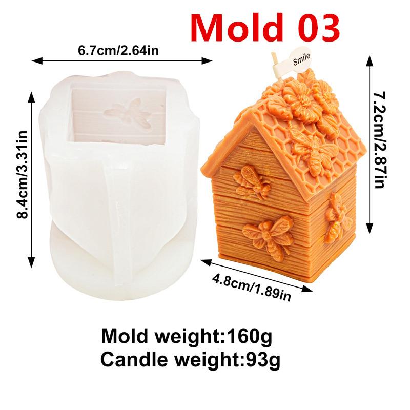 3D Honeycomb Column Silicone Candle Mold DIY Flower Bee Honey Pot  Bee House Designs Candles Plaster Crafts Cute Home Decor