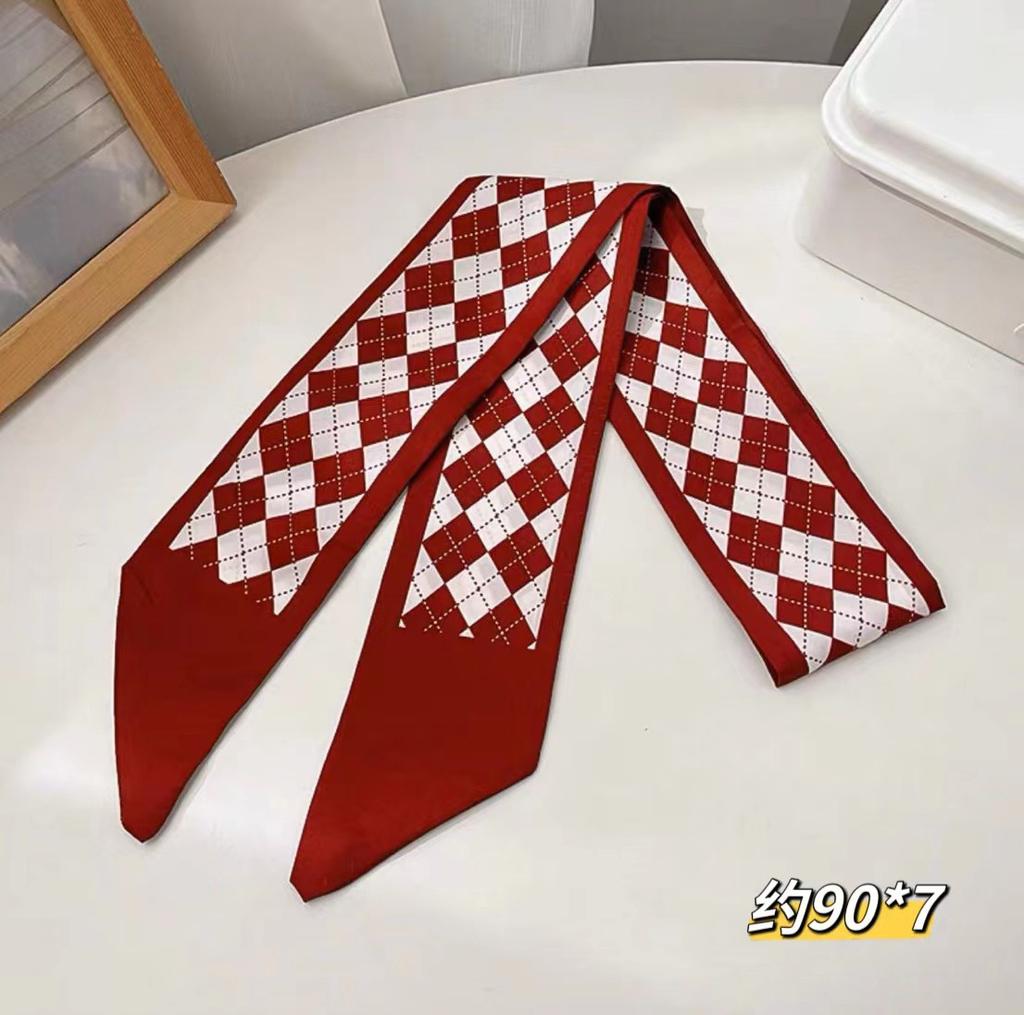 Fashion Printing Silk Hair Scarf for Women Chiffon Long Ribbon Ponytail Ties Headbands
