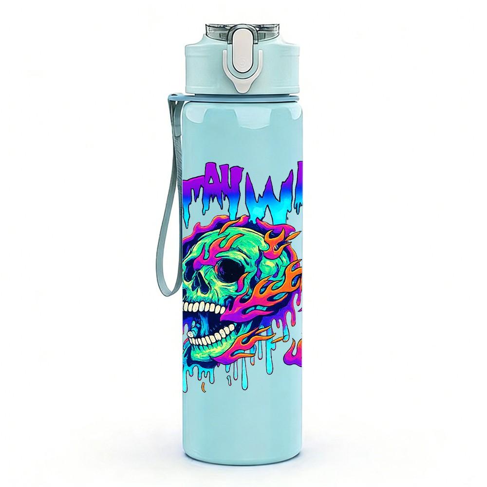 1PC Squidward Colorful Graffiti Art Print 750ml Color Plastic Sports Water Bottle Leakproof Flip Straw Lid Suitable for Sports Office Home Use