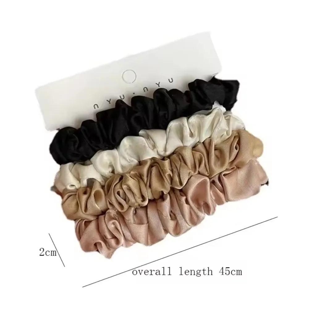 4pcs Pure Silk Skinnies Hair Scrunchie Set Fashion Ponytail Holders for Women Girls