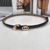 Elt Pring and Summer Gold Buckle Leather Belt Women's Thin Fashion Versatile Belt with Eans Trench Coat