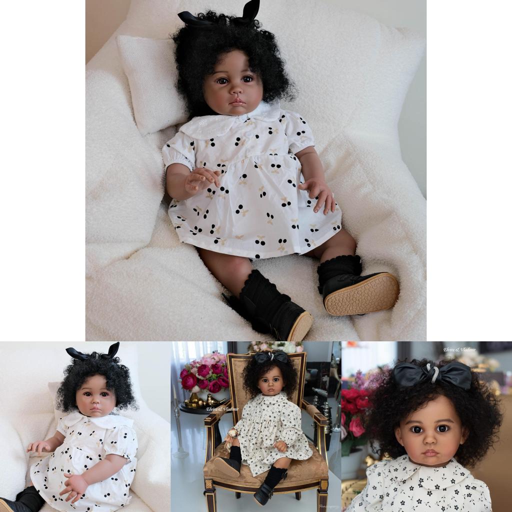 Cherry Print Doll Costume Silicone Reborn Baby Girl For Collectors And Play