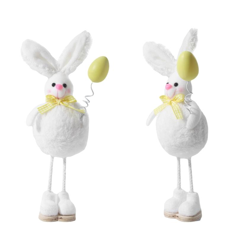 Cute Easters Plush Rabbit Figurine Decoration Durable Cloth Craft For Bookshelves Tabletop Holiday Decors Ornament Gift