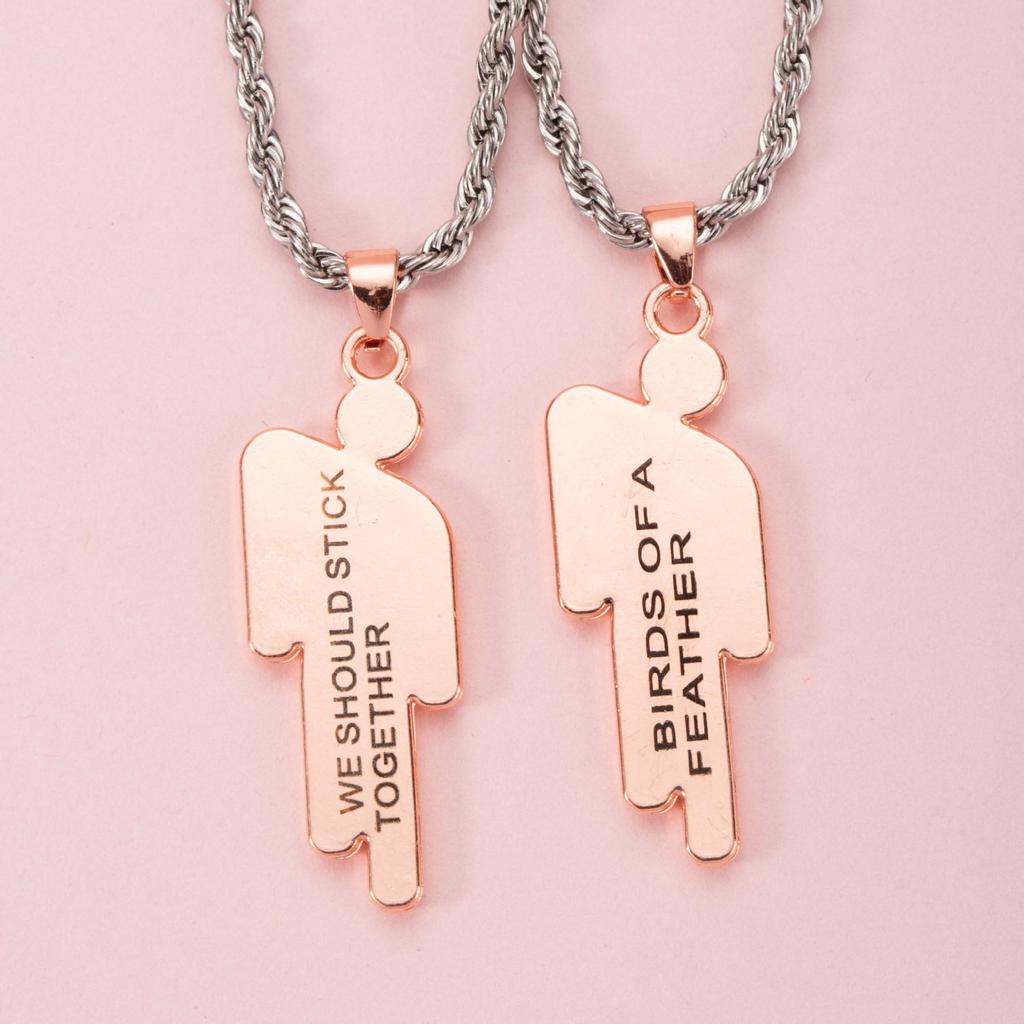 Trendy Hip Hop Double Crooked Head Pendant Necklace - Perfect Valentine's Day Gift