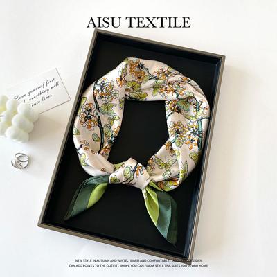 Small Scarves With Spring And Autumn Prints  New Simulation Silk Square Scarves For Women's Fashion High-end Scarves Versatile Small Scarves