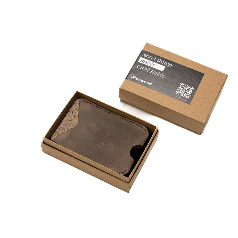 Bewood Classic Leather Card Case - Gray