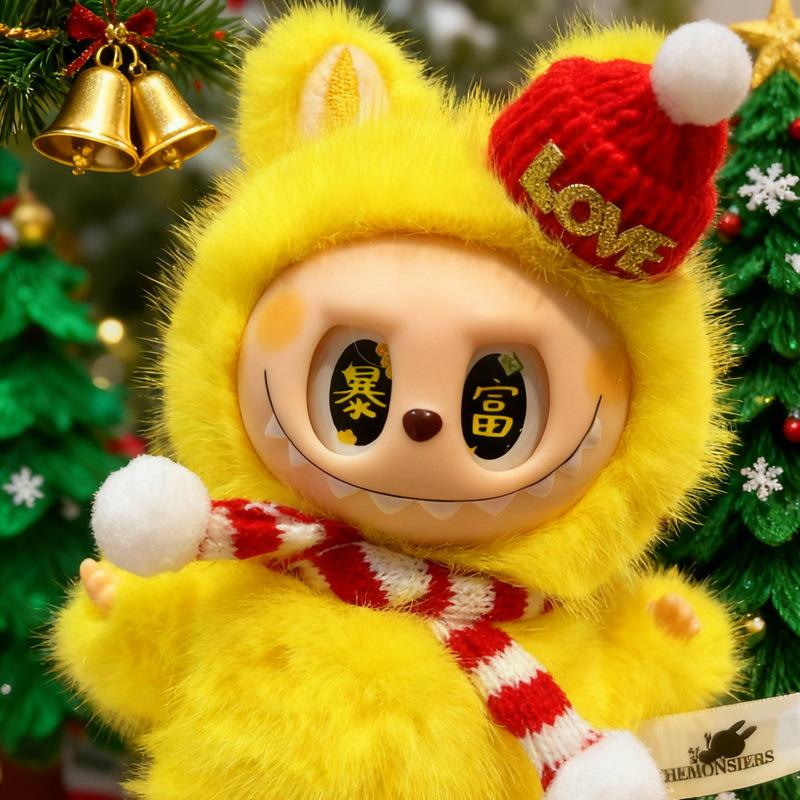 

Рождественские меняющиеся наклейки для глаз ребенка Винил Сделай сам Плюшевая игрушка Разбогатей Lbubu Меняющаяся подвеска для детской сумки Кукла