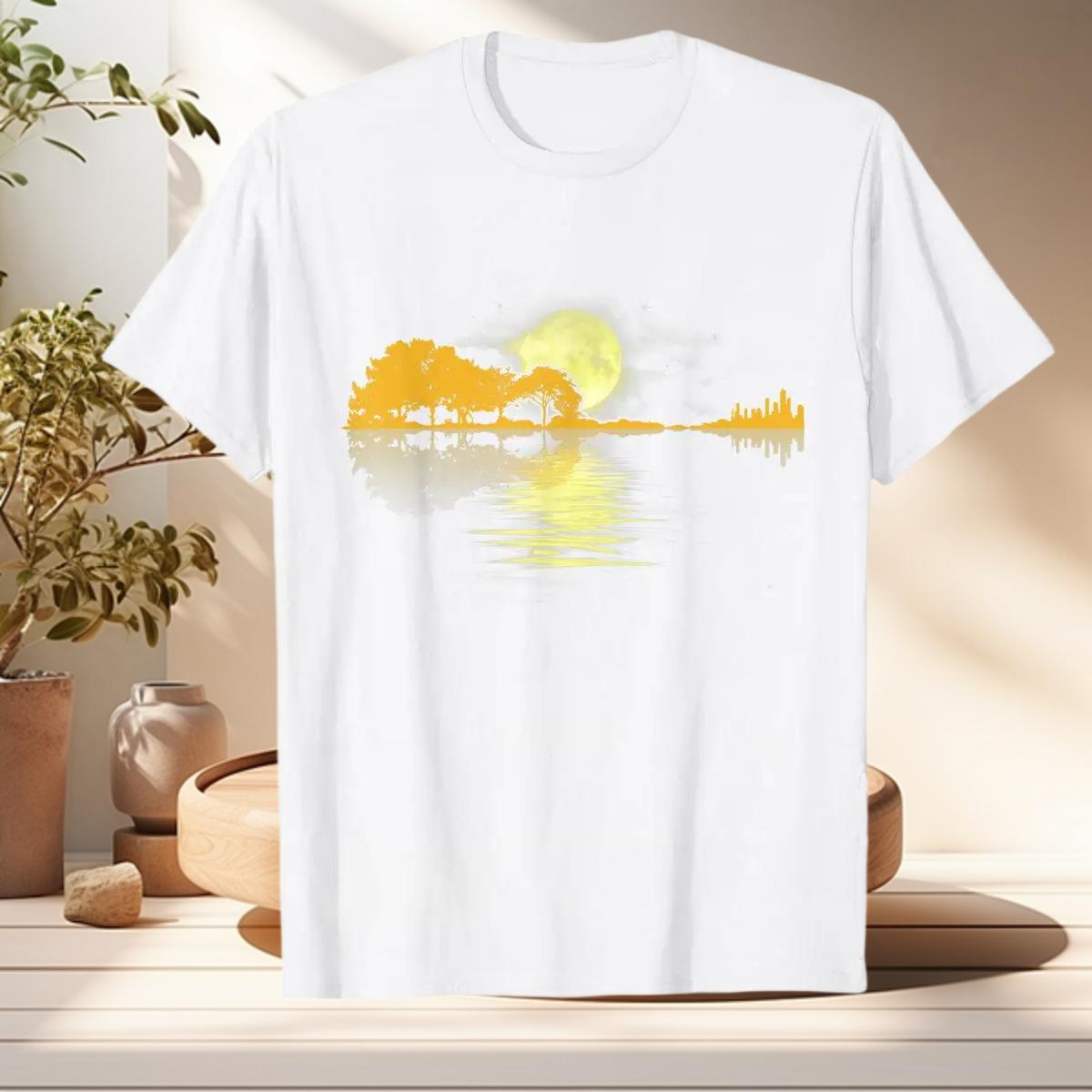 Guitar Lake Shadow Love Guitar TShirt Men Women Cotton T Shirt Loose Tops TShirts Wholesale Casual Fashion Harajuku Oversized T L