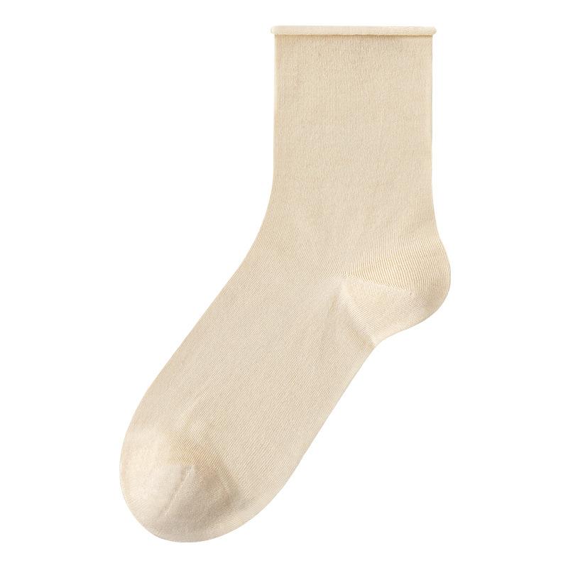 Women's Spring and Summer Ultra Thin Roll Edge Loose Mouth Month Son Breathable Tube Stack Socks