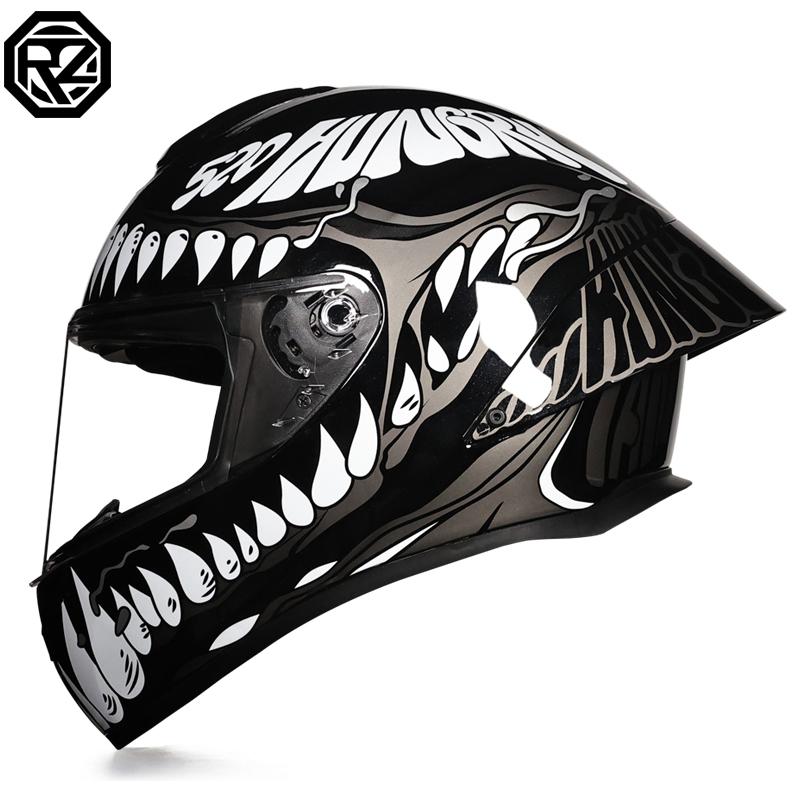 ORZ-S802 Motorcycle Helmet, DOT Men's and Women's Full Face Helmet, Personalized, Cool, All Season, Big Tail Wing Helmet