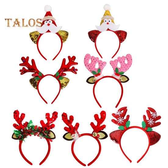 1/7 Pcs Christmas Headband Festive Santa Hat Reindeer Antler Headpieces Xmas Party Costume Hairhoop Accessory for Women Adults Kids