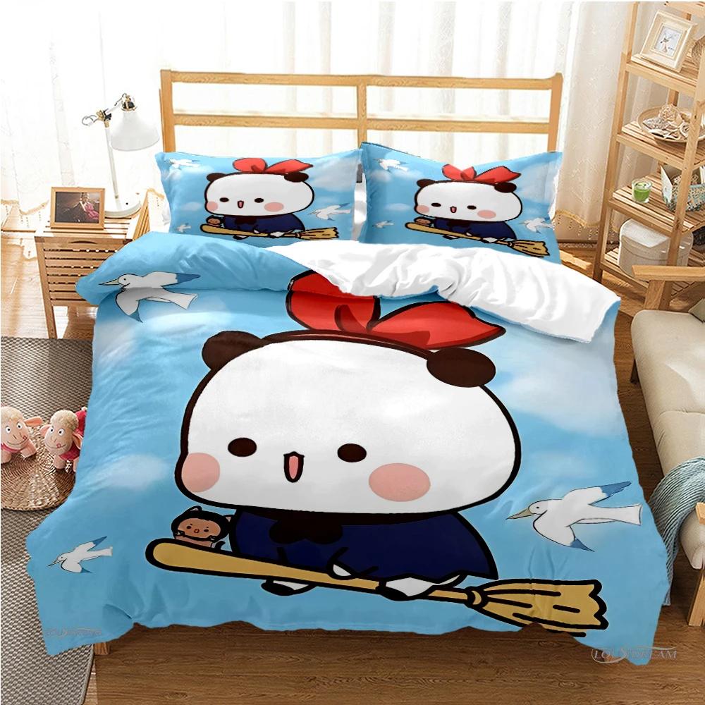 Roztomilý Bubu Dudu Kreslený Medvídek Panda Povlak na přikrývku Kawaii Soupravy povlečení Měkké povlaky na přikrývku a povlaky na polštáře Single/Double/Queen/King Boys