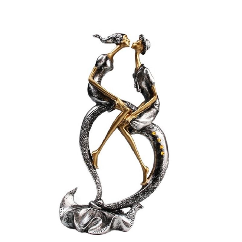 

1 шт., Элегантная романтическая парная скульптура, поделка из смолы, креативный декор для гостиной, тумбы под телевизор, спальни, современный домашний декор