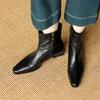 Fashion New Autumn/winter Genuine Leather Women Boot Square Toe Shoes for Women Fashion Boots Low Heels Short Boots Black Boots Handmade