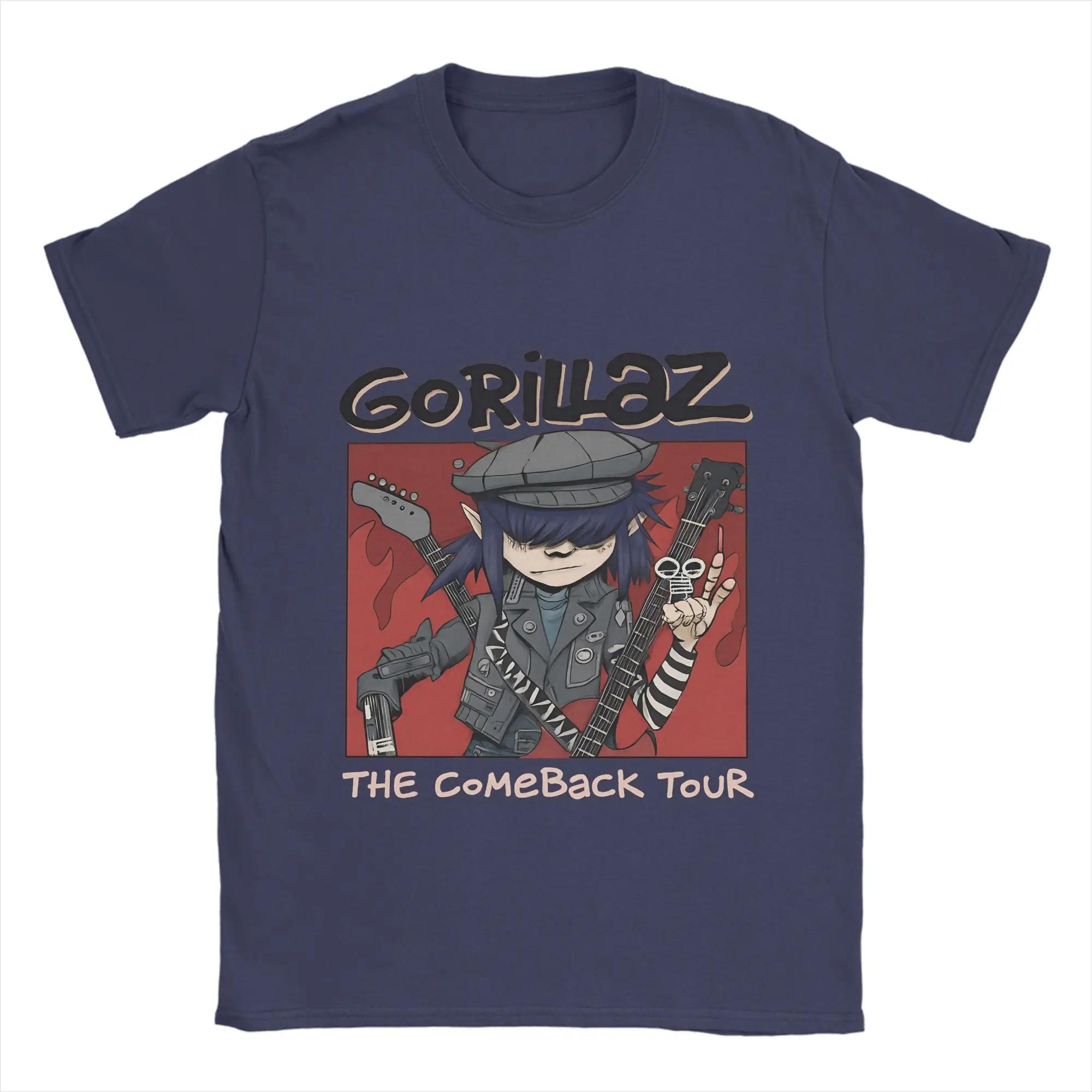 

Gorillazs Unisexs T Shirts Awesome Tee Shirt Short Sleeve Round Neck TShirt Pure Cotton Unique Womens Tops 4XL