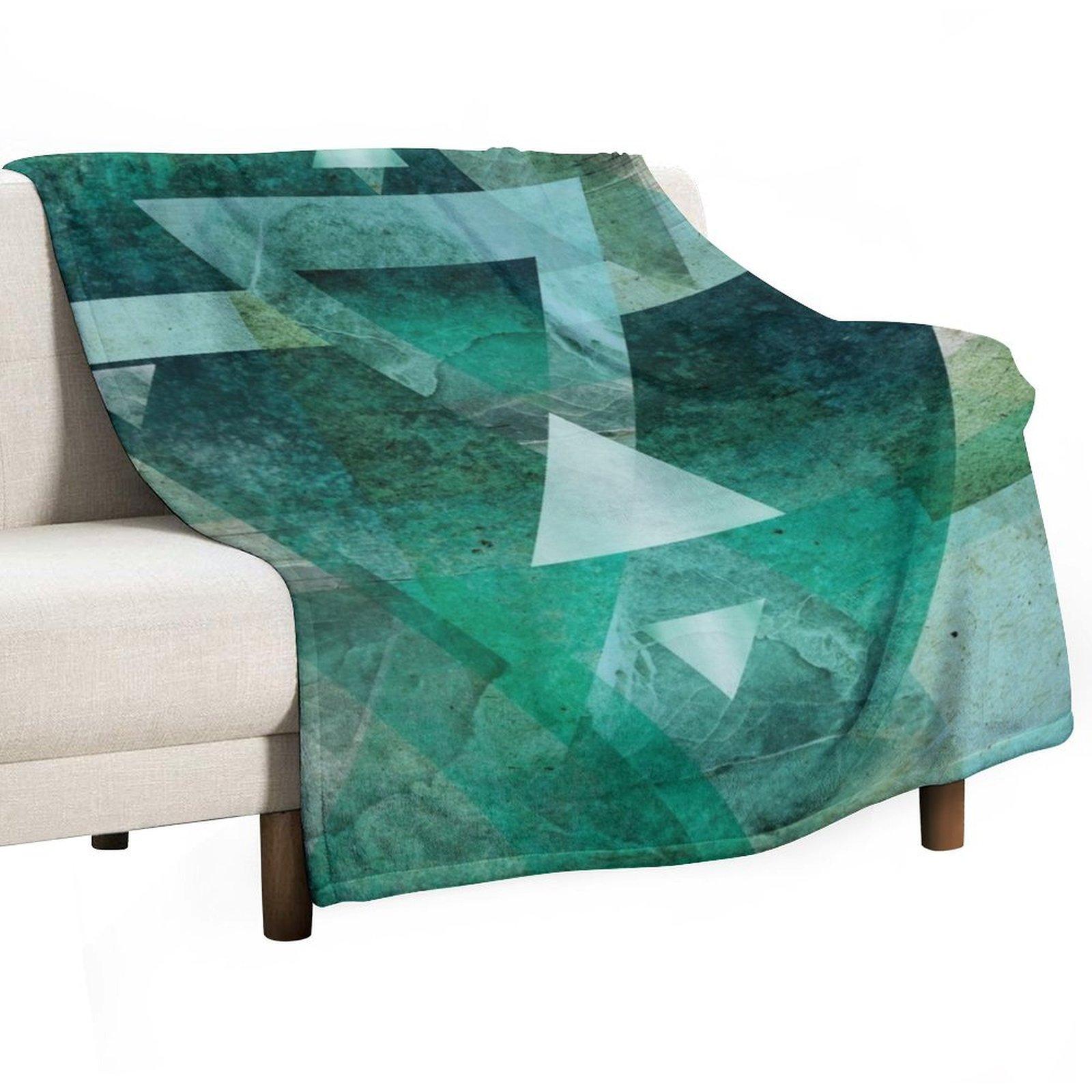 

Green Geometric Throw Blanket Picnic Thermals For Travel Bed Fashionable For Sofa Thin Blankets 30x40in