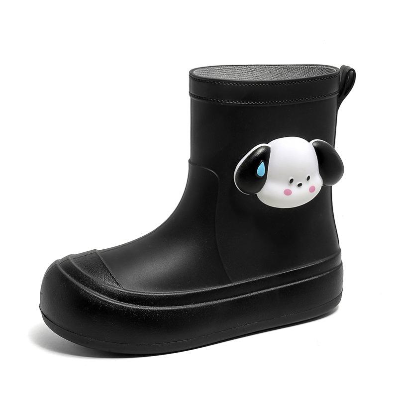 Rain shoes female cute cartoon outer wear waterproof glue rain shoes fashionable versatile light soft velvet warm