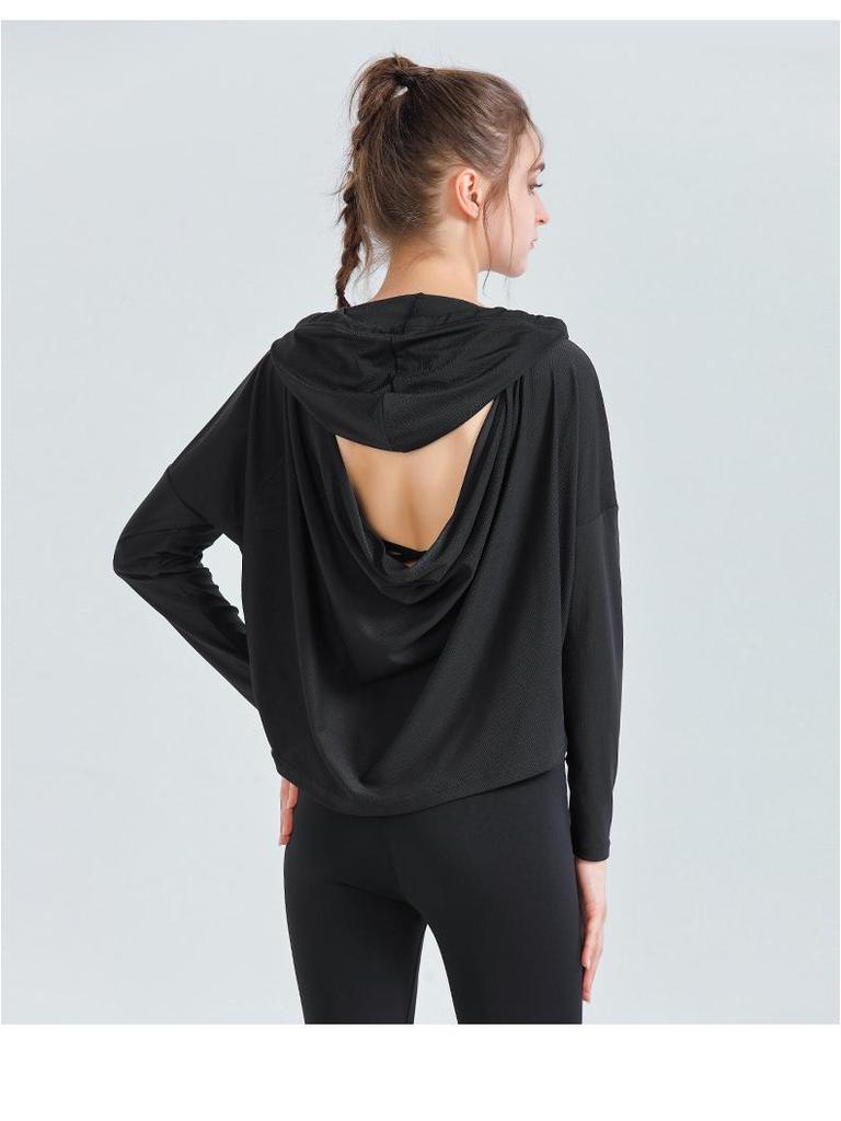 Dam Vår/Sommar Långärmad Lös Passform Solskydd Yoga Jacka