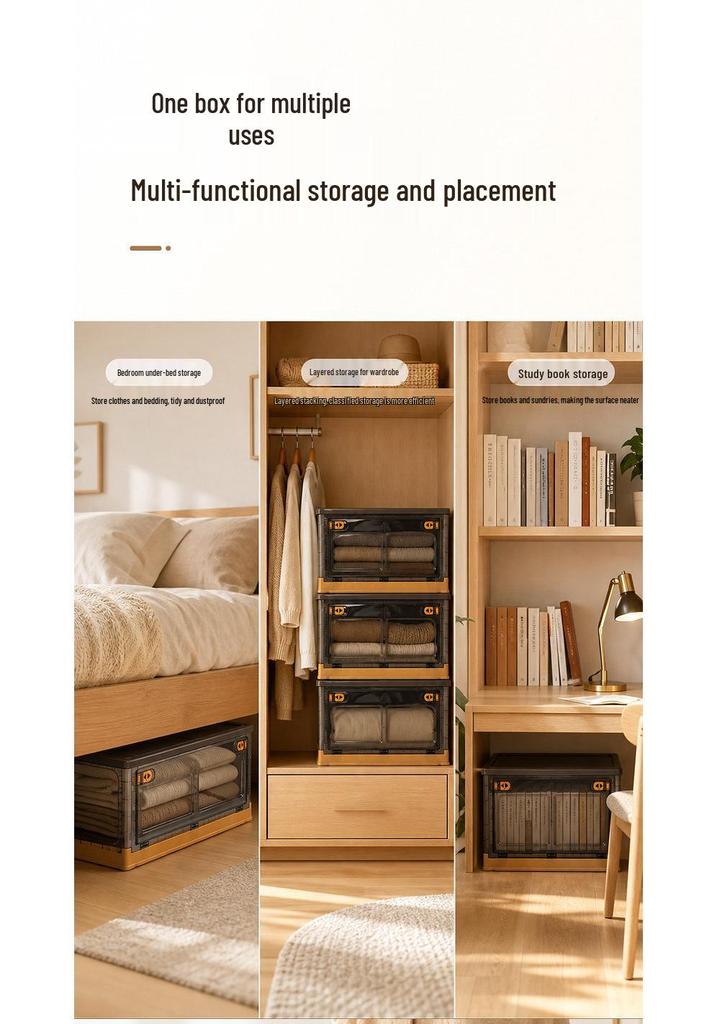 Thickened Foldable Transparent Storage Box with Double Doors - Large Capacity for Small Apartments