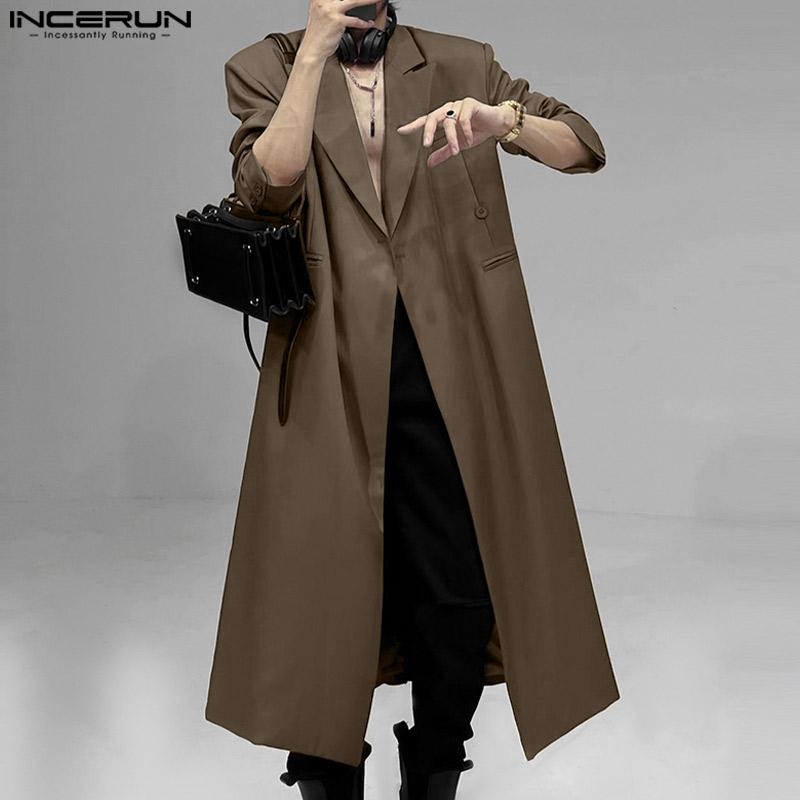 

INCERUN Зимняя осень Мужские нагрудные средства Длинные пальто Костюм Блейзер