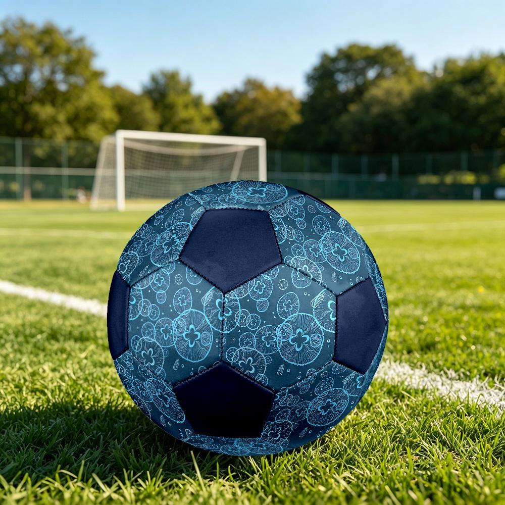 1PC Blue Mushroom Soccer Ball Size 5 Football Machine Sewn Indoor/Outdoor Universal Football A35