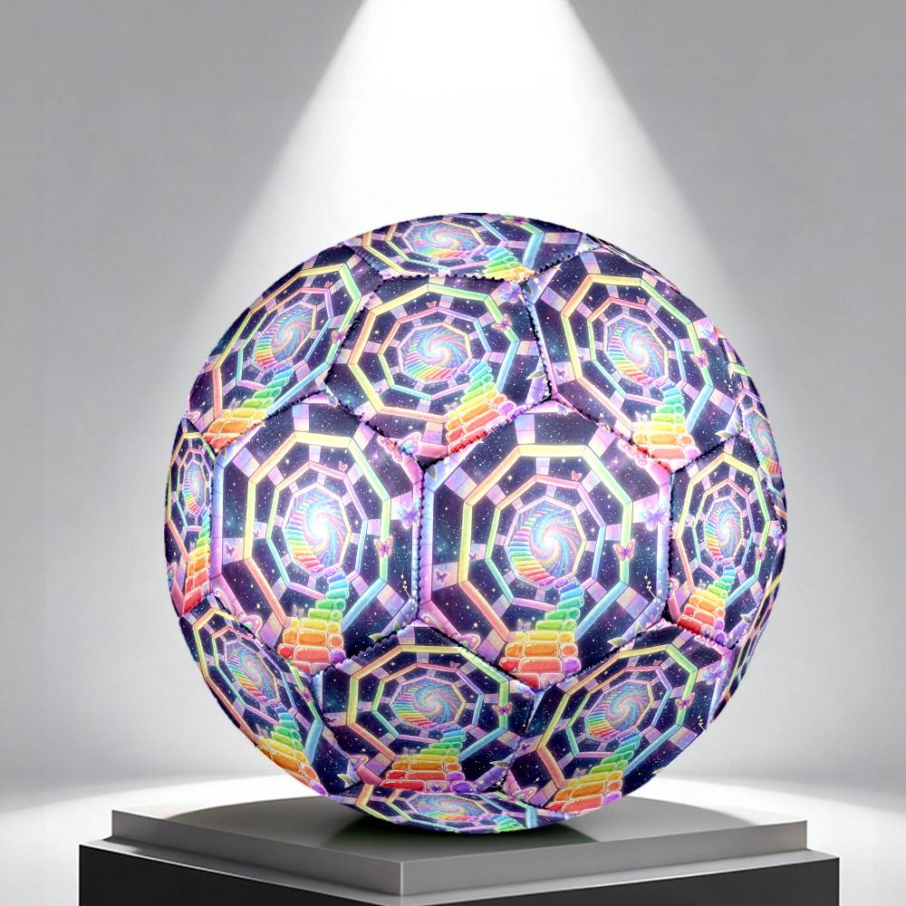 1pc Rainbow Butterfly Tunnel Themed Soccer Ball, Size 5, Lightweight PVC Material, Outdoor Training Soccer Ball Gift. q62242