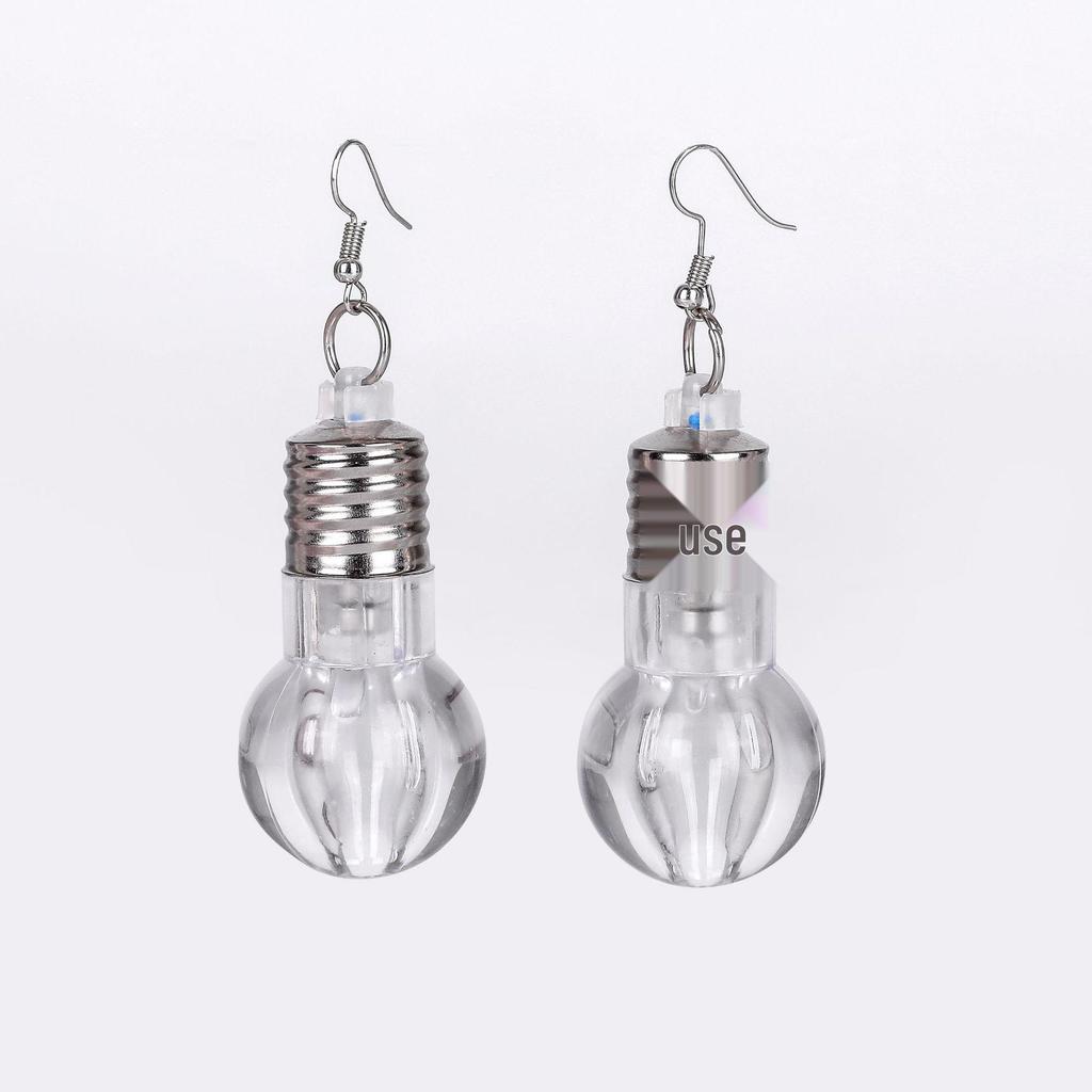 Stylish Luminous Multi-Color Light Bulb Pendant Earrings - Durable, Creative, and Fashionable Statement Piece.