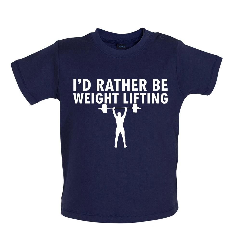 

I d Rather Be Weight Lifting - Baby Kids Boys Girls Unisex T-Shirt / Babygrow - Weights Lift Gym 120