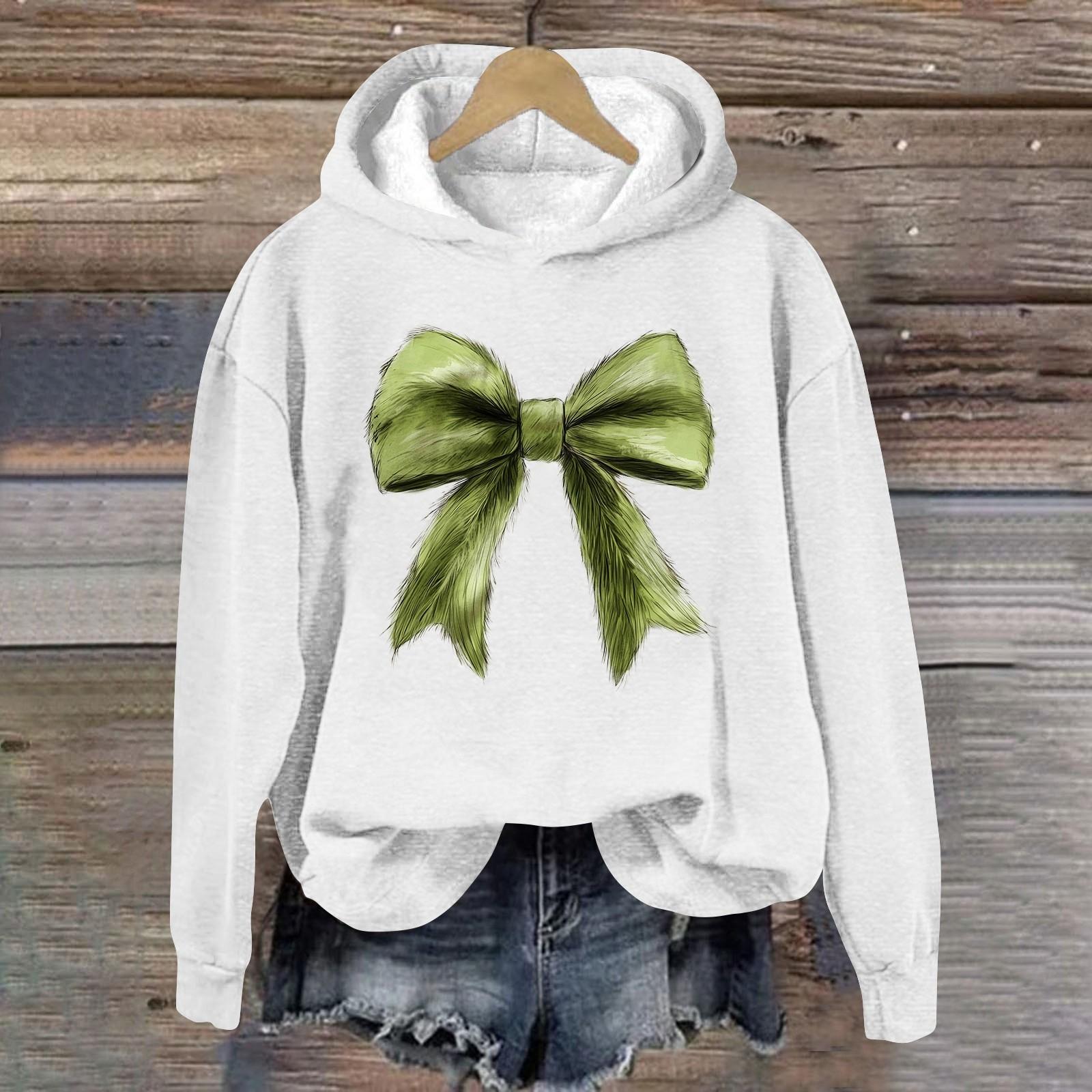 

Жіноча модна повсякденна толстовка з різдвяним принтом і круглим вирізом із капюшоном і довгим рукавом XXL білий