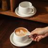 Set Simplu Cană de Cafea și Farfurioară din Ceramică Albă