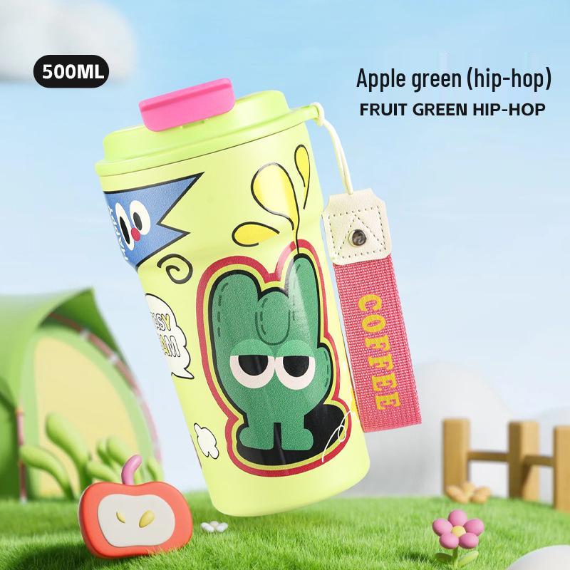 Children s Portable Ceramic-Lined Thermos Cup - Cartoon Design for Travel and Outdoor Use 500ml