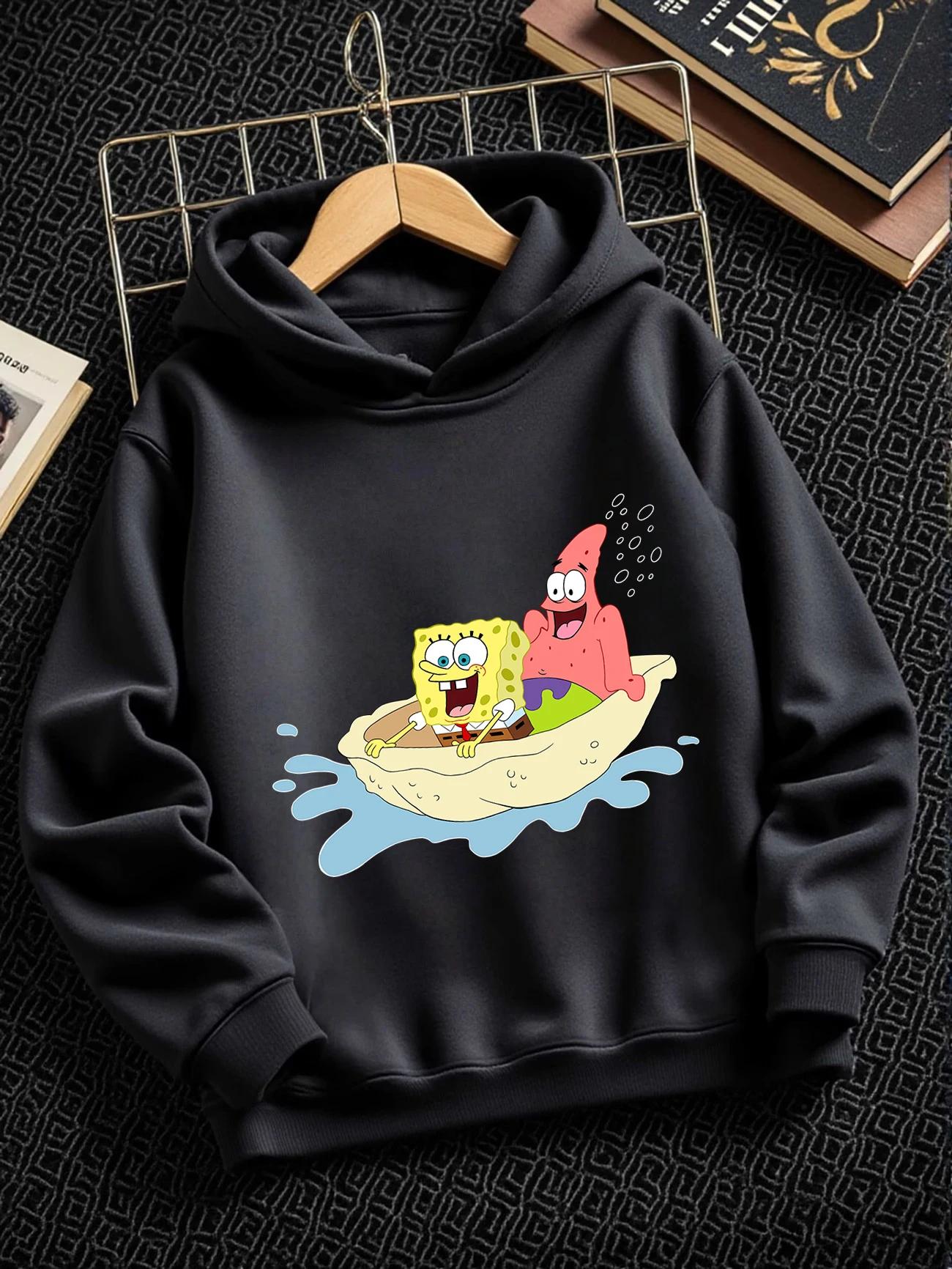 Cozy SpongeBob Kids Hoodie Summer Cute Cartoon Crewneck Casual Boys Girls 3-14 100