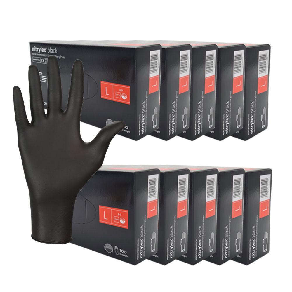 Nitrile Gloves Black Mercator Nitrylex Black 100 Pieces Carton 10 Pack