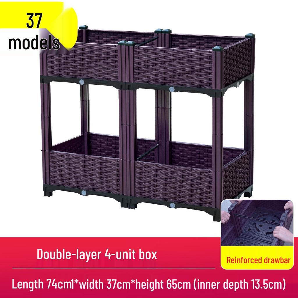 Outdoor Flower & Vegetable Planter: Large Rectangular Plastic Box for Balcony & Rooftop Gardening