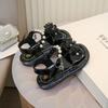 Summer Girls Flower Rhinestone Light Up Anti-Slip Princess Sandals For Baby Girls