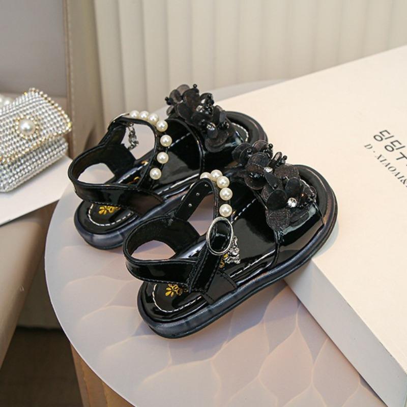 Summer Girls Flower Rhinestone Light Up Anti-Slip Princess Sandals For Baby Girls