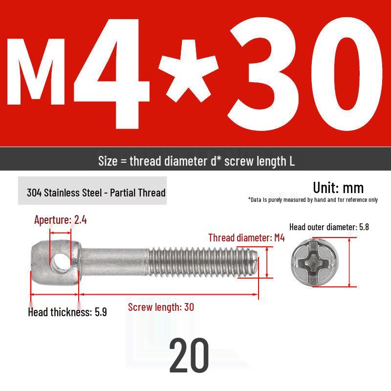 304 Stainless Steel Lead Seal Galvanized Meter Screw with Cross Hole
