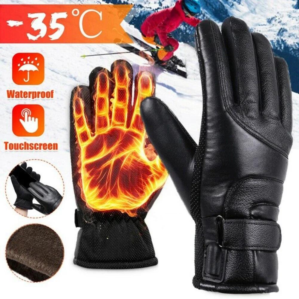 Motorcycle Gloves Guante Electric Heated Rechargeable USB Hand Warmer Heating Thermal Touch Screen Bike Winter Riding Gear