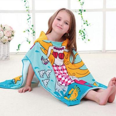 For Boys Girls Swimming Changing Hooded Poncho Towel Bathrobe Hooded Towel Robe Cloak Towel