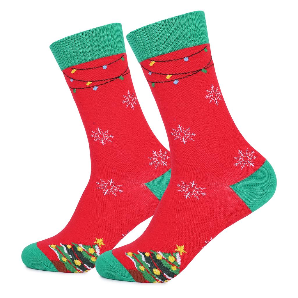 Adult Christmas Christmas Tree Snowflake Wave Pattern Ethnic Style Warm Absorbent Odor-Resistant Mid-Calf Socks