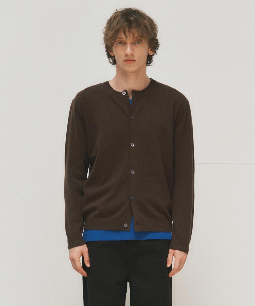 Wednesday Oasis Crop Crewneck Knit Cardigan_Brown(Wc25-Kn63)