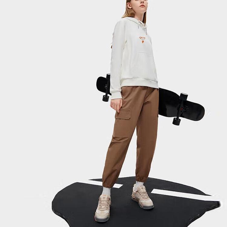 Fila Printed Letter Hooded Pullover Sweatshirt Women Sweatshirt White T11W311203F-WT