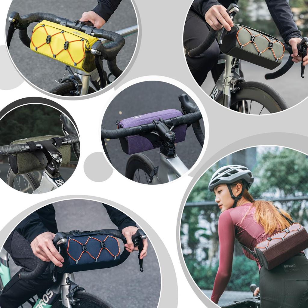 ROCKBROS Bicycle Front Large Hexagonal Small Item with Shoulder Velcro Easy for Road Mountain and Cycling Bag/Handlebar Bag, 2.2L Capacity, 2-Way,