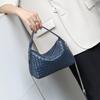 Trendy women's bags factory direct sales first layer sheepskin pure hand-woven bag portable crossbody versatile pillow bag