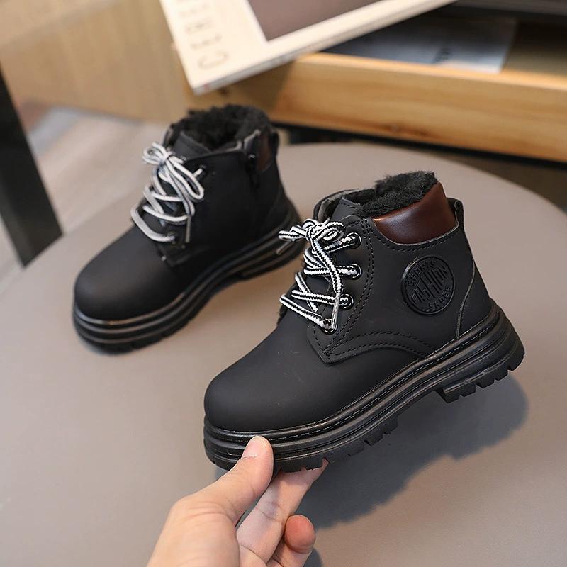 Children's Martin Boots Winter Velvet Thickened Boys and Girls Warm Cotton Boots Middle and Older Children Non-slip Short Boots Baby Boots