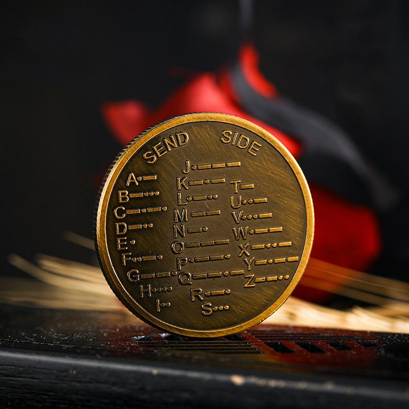 

S-1Pc Morse-code Learning Tools For Novice Radio Enthusiasts And History Buffs Morse-code Training Coin Commemorative Badge