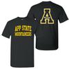 App State Mountaineers Front and Back Print T-Shirt Black